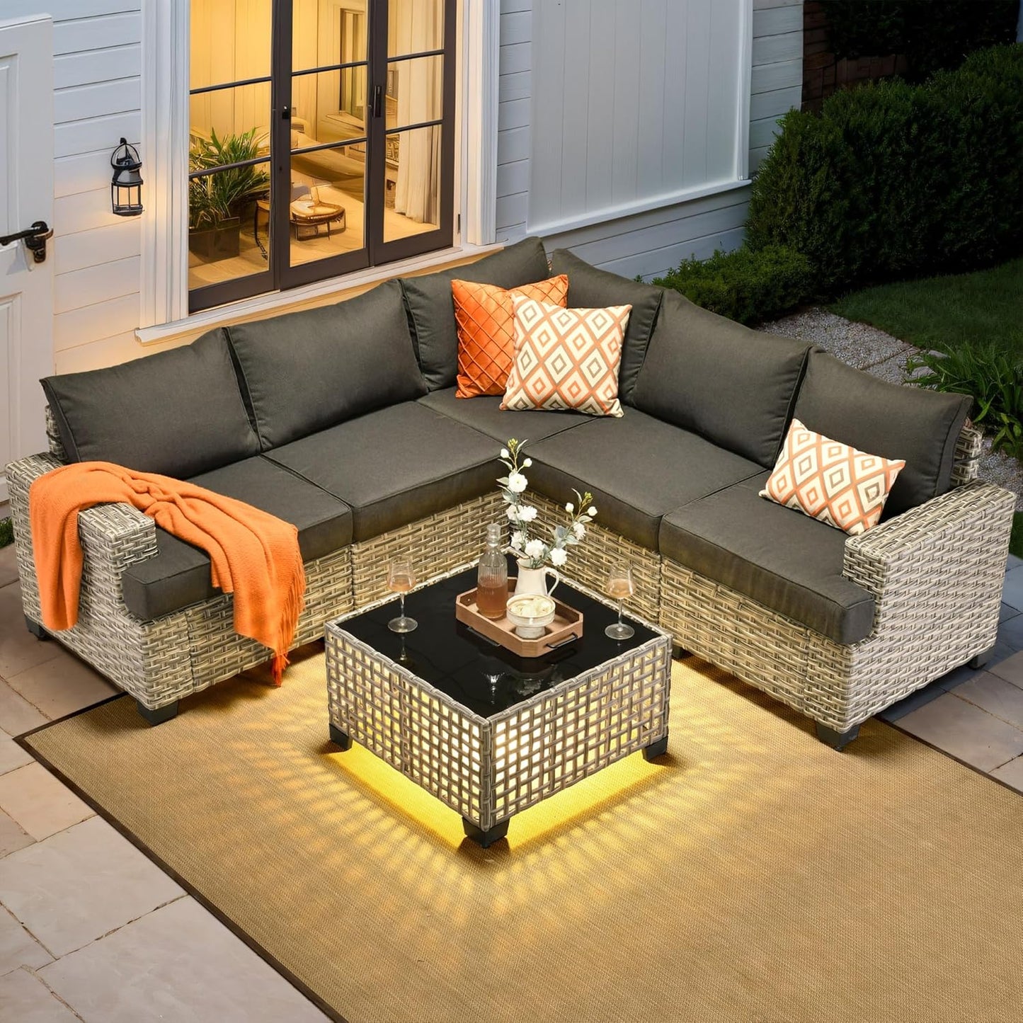 HOOOWOOO Outdoor Sectional Patio Furniture Set for Comfort