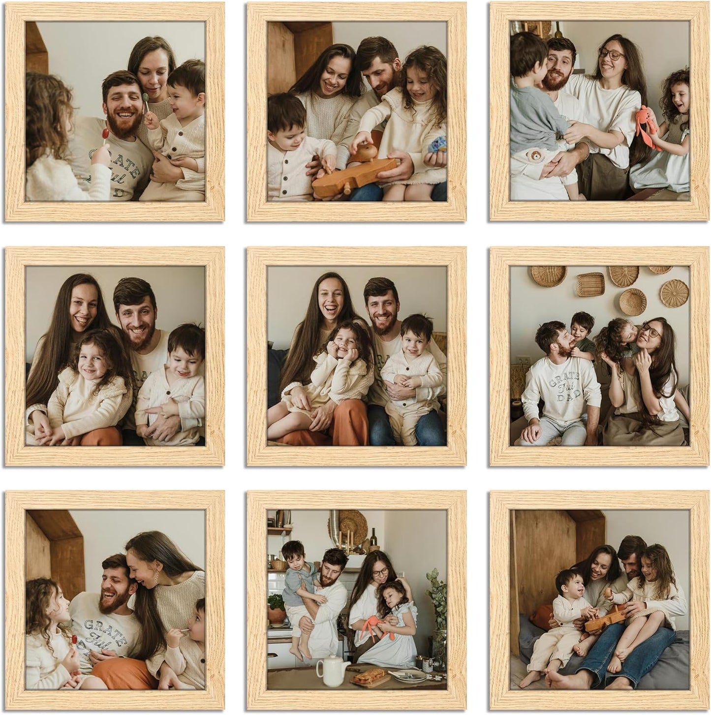 8x8 Picture Frame Set of 9 for Stunning Photo Displays