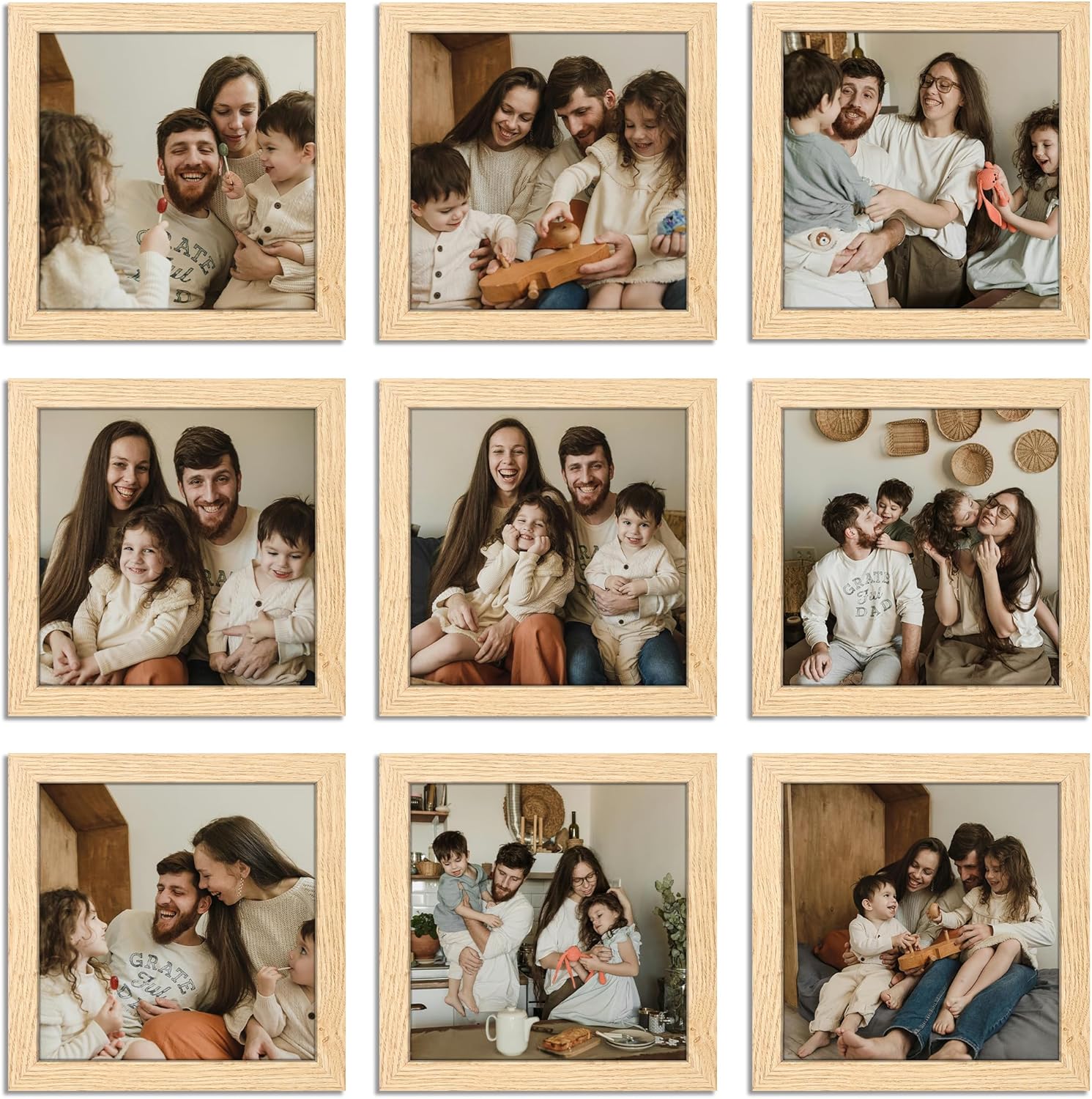 8x8 Picture Frame Set of 9 for Stunning Photo Displays