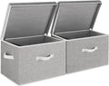 Fabric Storage Bins with Lid 2-Pack - Jumbo Gray Organizer