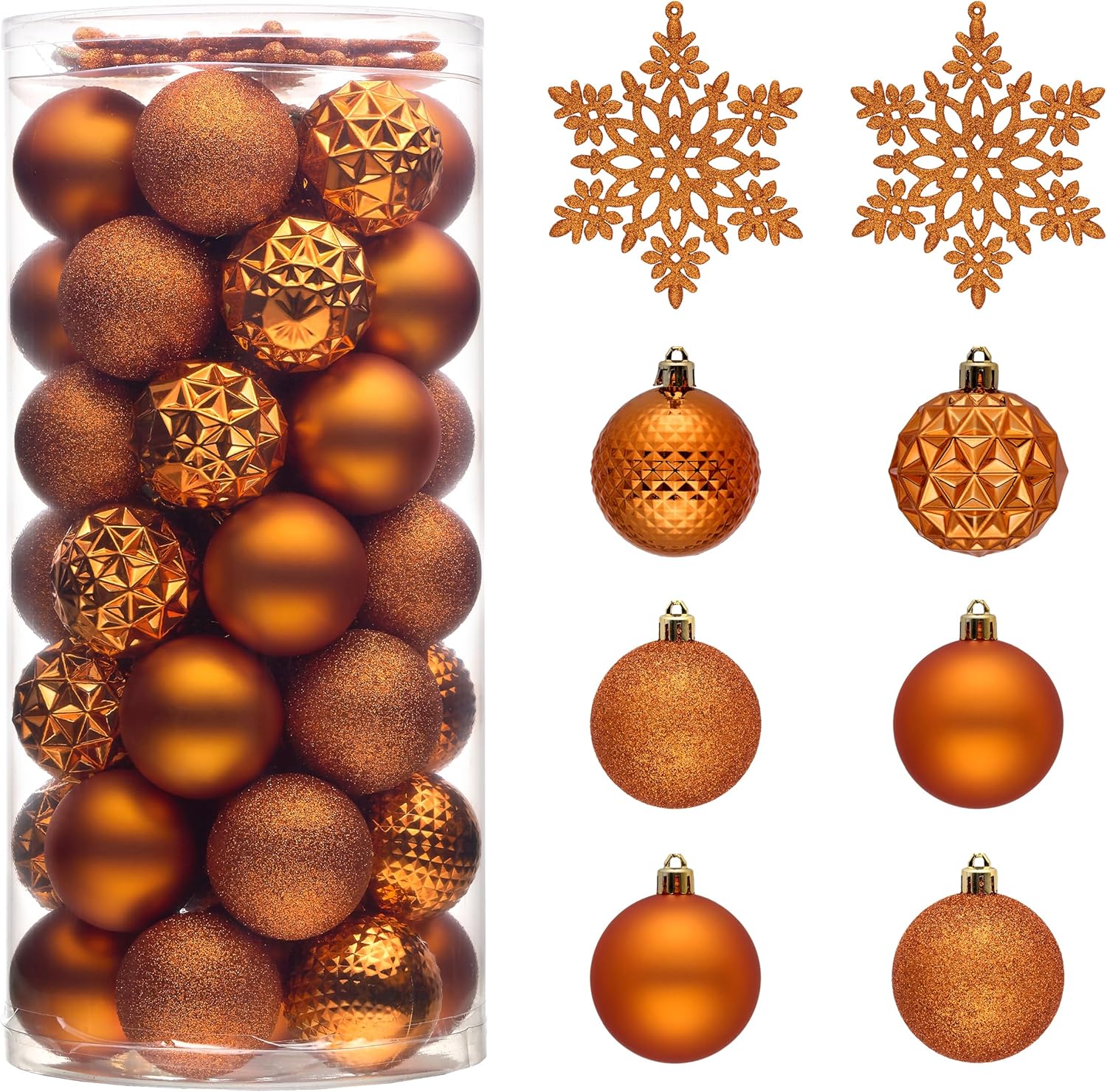 Orange Shatterproof Christmas Ball Ornaments Set 50ct 2.36in