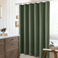 Olive Green Linen Shower Curtain 80 in Long - Water Repellent Boho