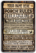 Personalized Deck Rules Sign Aluminum 12 x 18 - Rustic Porch Decor