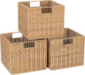 12x12x10in Plastic Wicker Storage Basket - Collapsible Cube Organizer