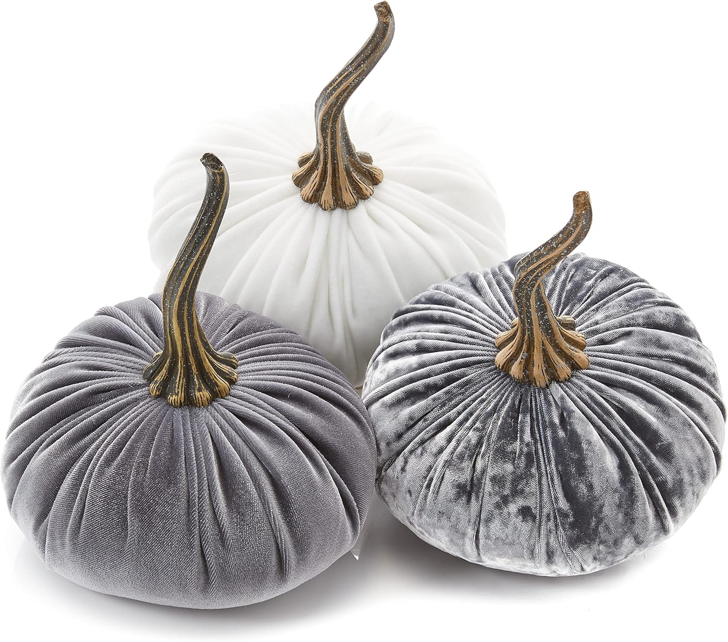 Set of 3 Velvet Pumpkins for Elegant Fall Decor and Gifts