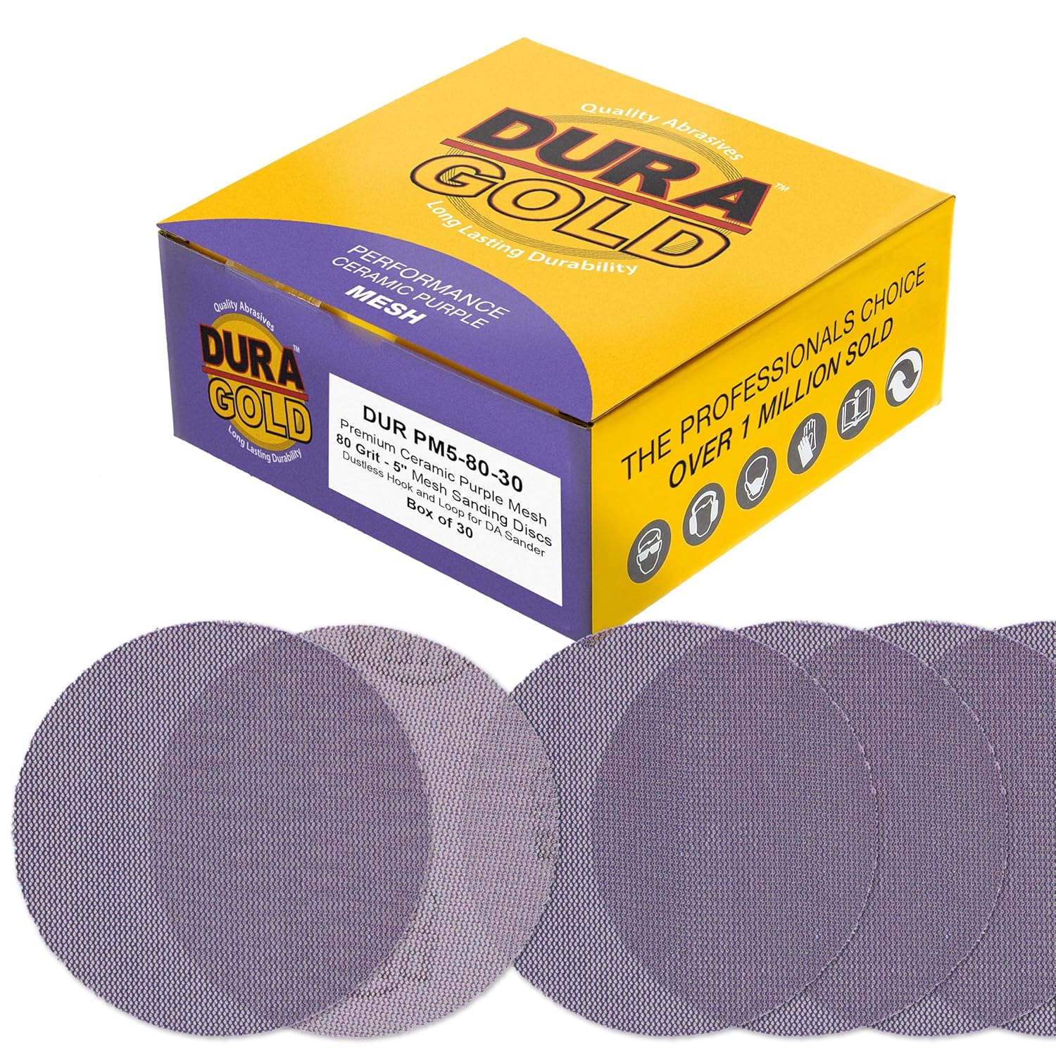 Dura-Gold 80 Grit Ceramic Sanding Discs - Dustless Fast Cut!