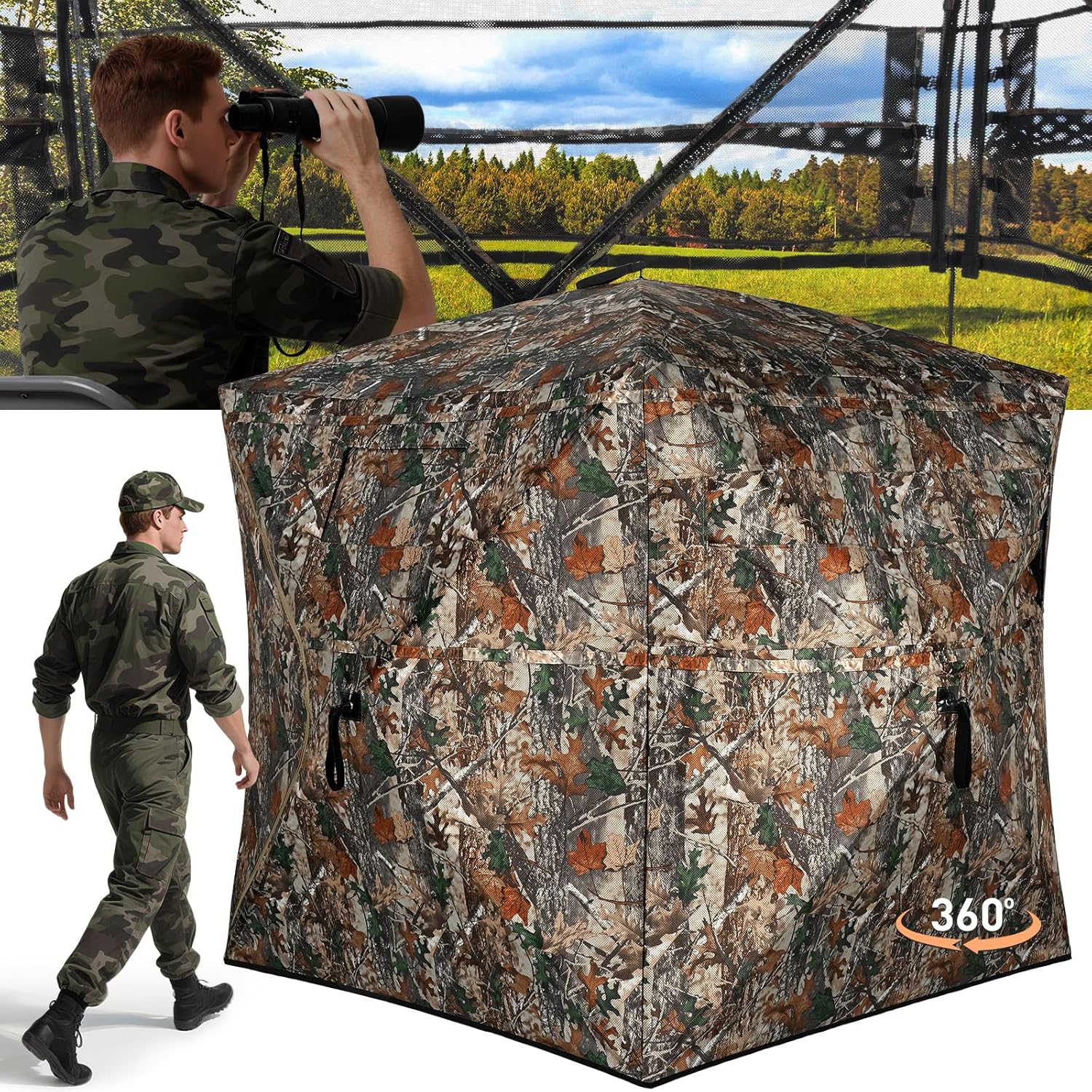 270/360 Degree See Through Hunting Blind for 2-4 People