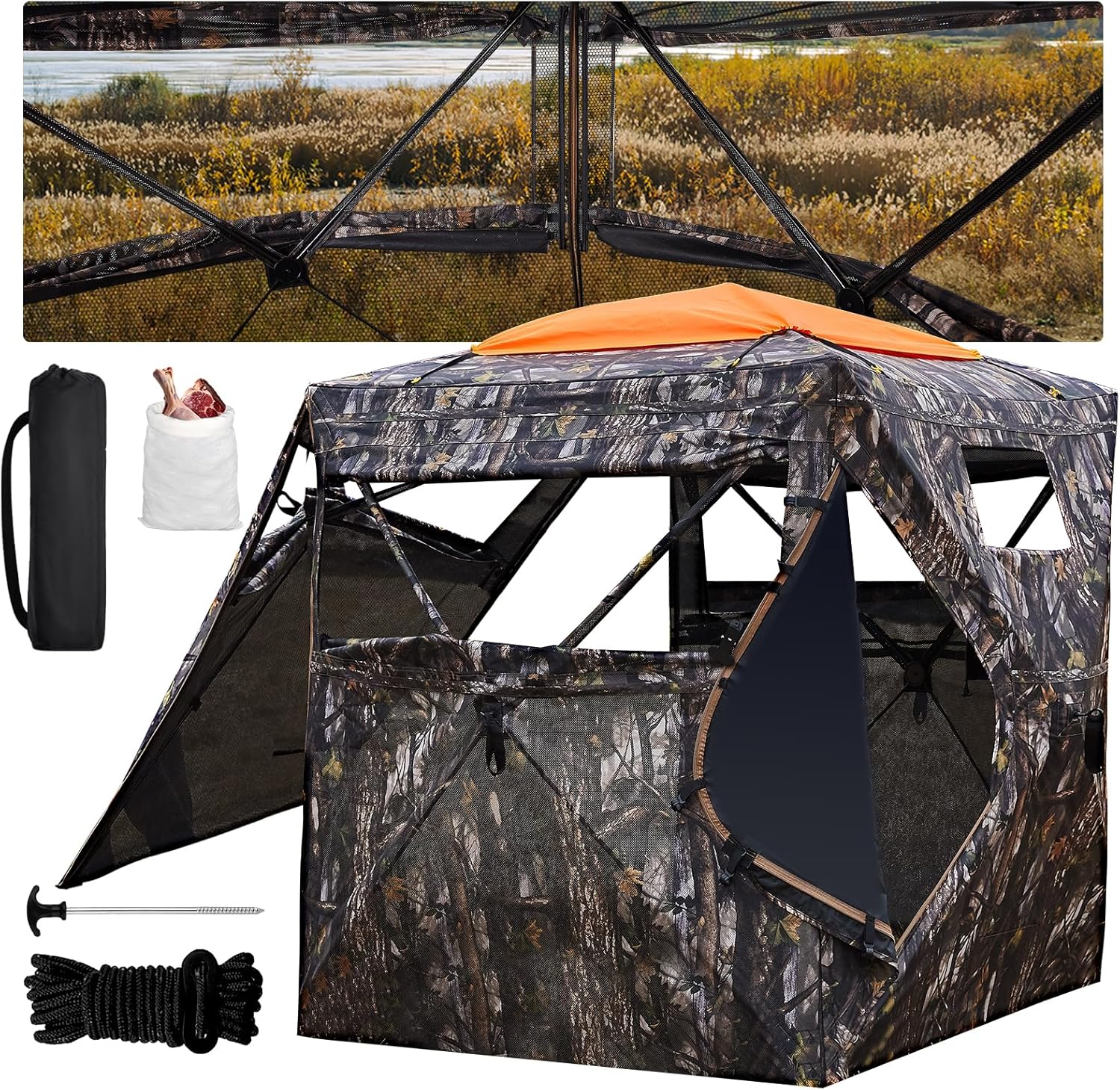 Hunting Blind 300D See Through Ground Blinds for 2-3 People