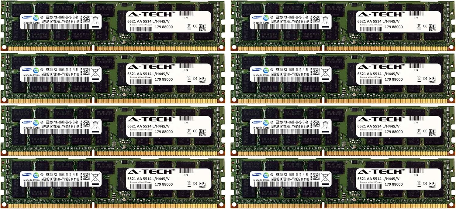 A-Tech 64GB Kit 8X 8GB PC3-10600 RAM for Dell PowerEdge R820
