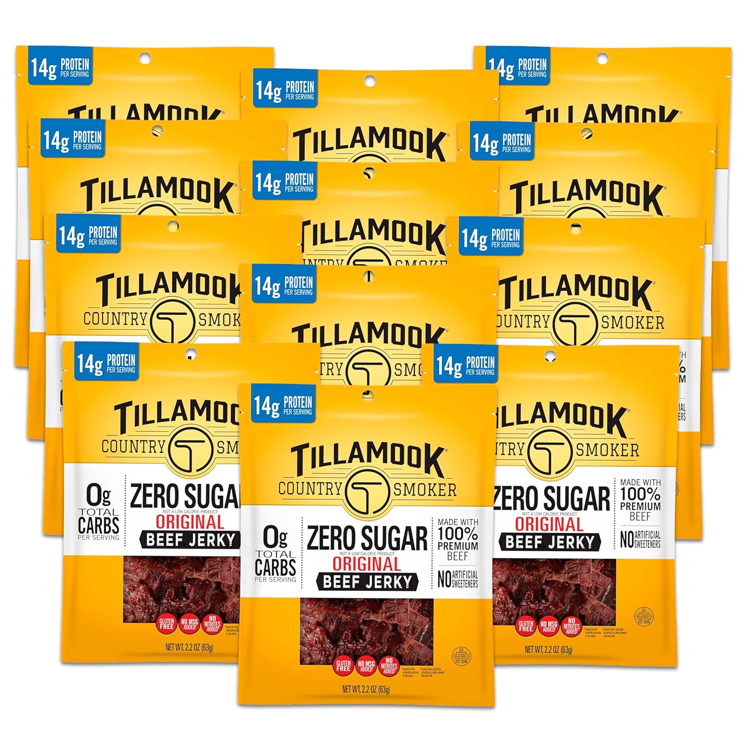Tillamook Country Smoker Original Beef Jerky, Zero Sugar Snack