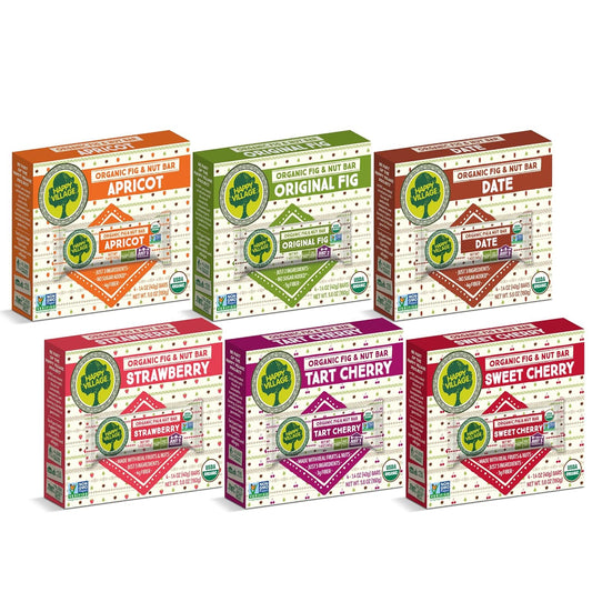 Happy Village Organic Fig & Nut Bars - Healthy Snack Variety Pack