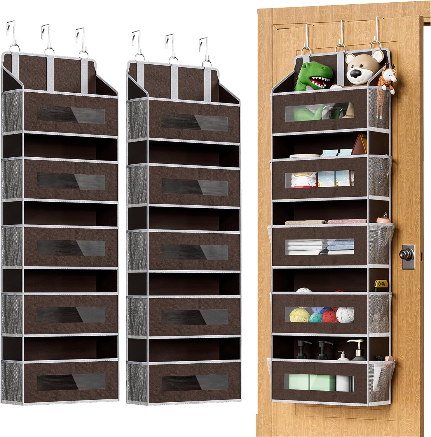 2 Packs 5-Tier Over the Door Storage Organizer with Hooks