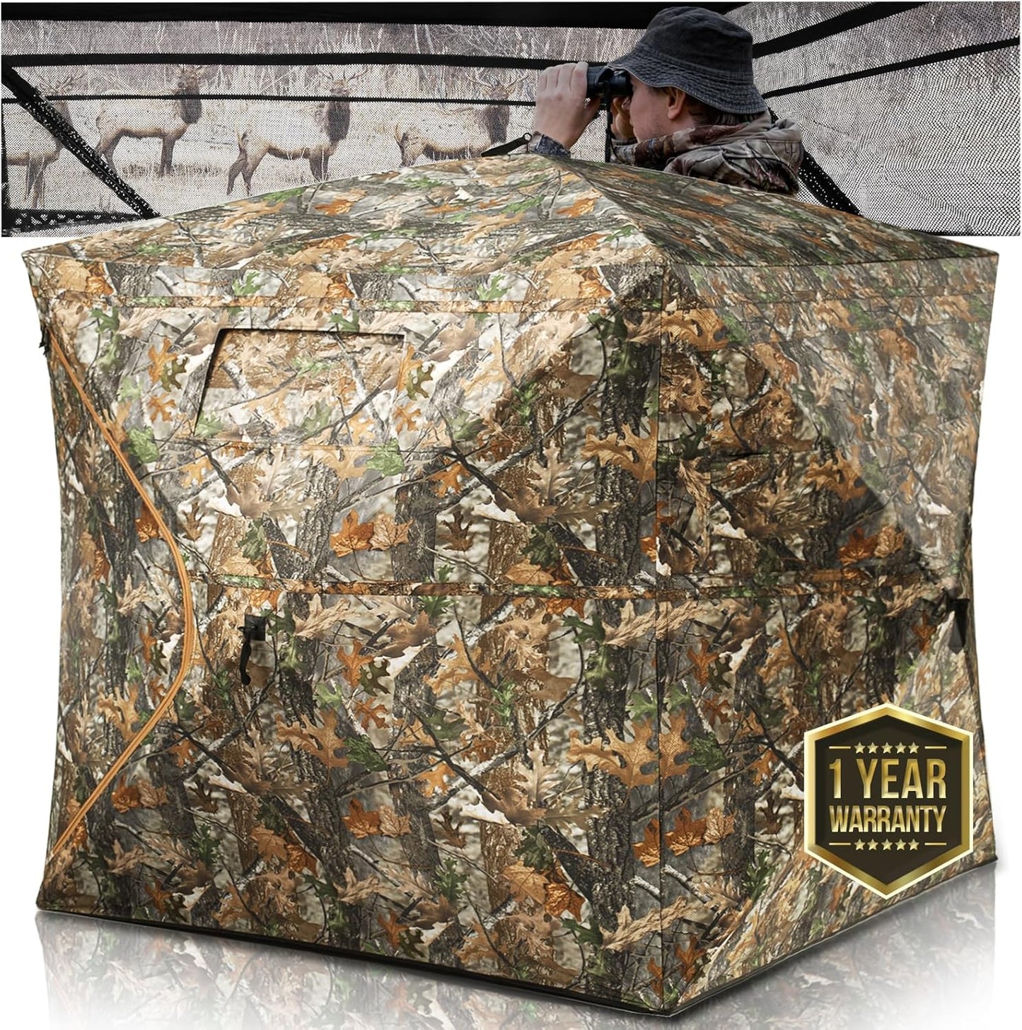 270 Degree See Through Ground Blind for 2-3 Persons Hunting