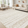 9x12 Large Living Room Area Rug Brown/Cream - Soft Washable Boho