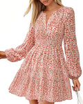 Fall Dresses for Women 2025 Long Sleeve Elastic Waist Mini Dress Shoes