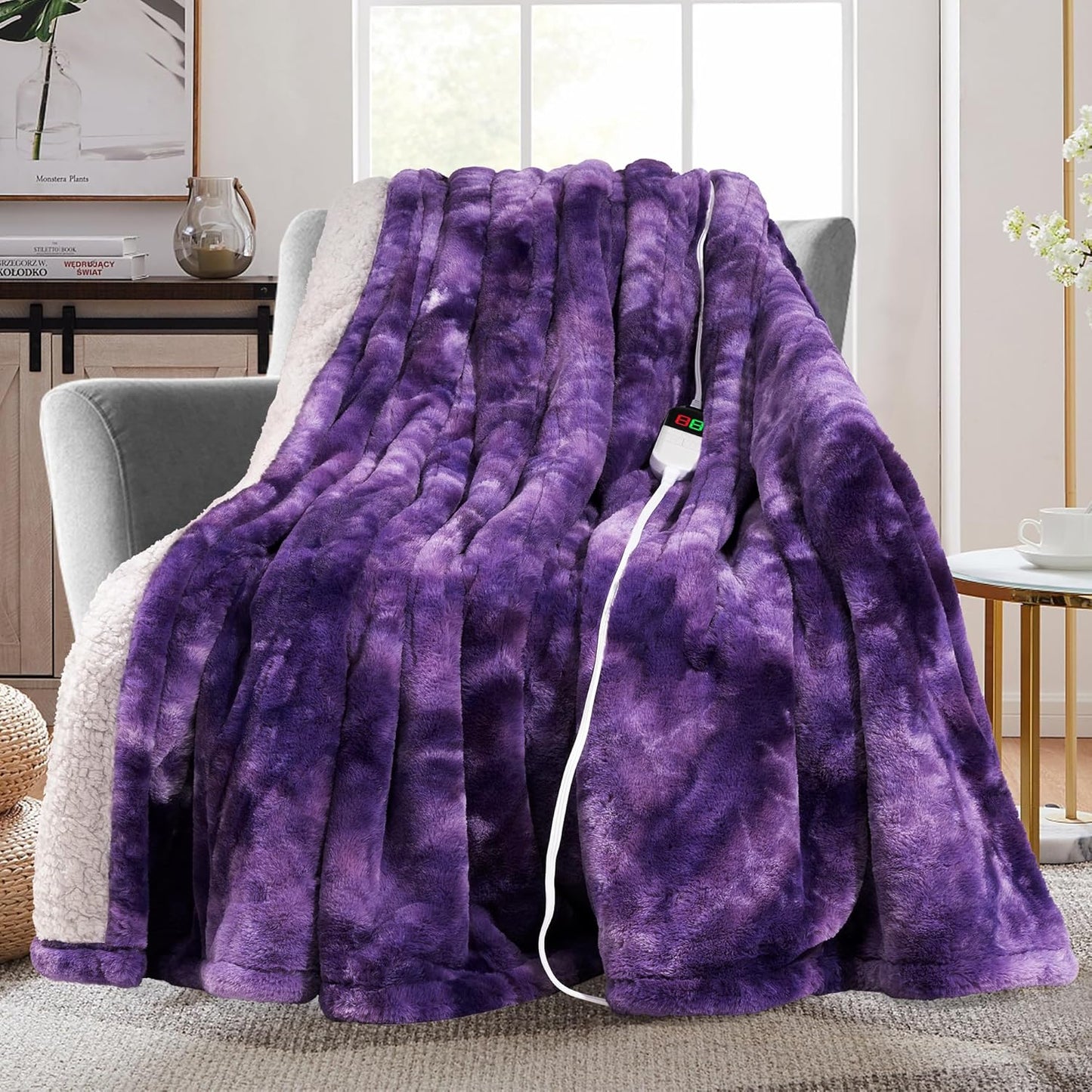 MAXEVE Electric Heated Throw Blanket with 8 Heating Levels