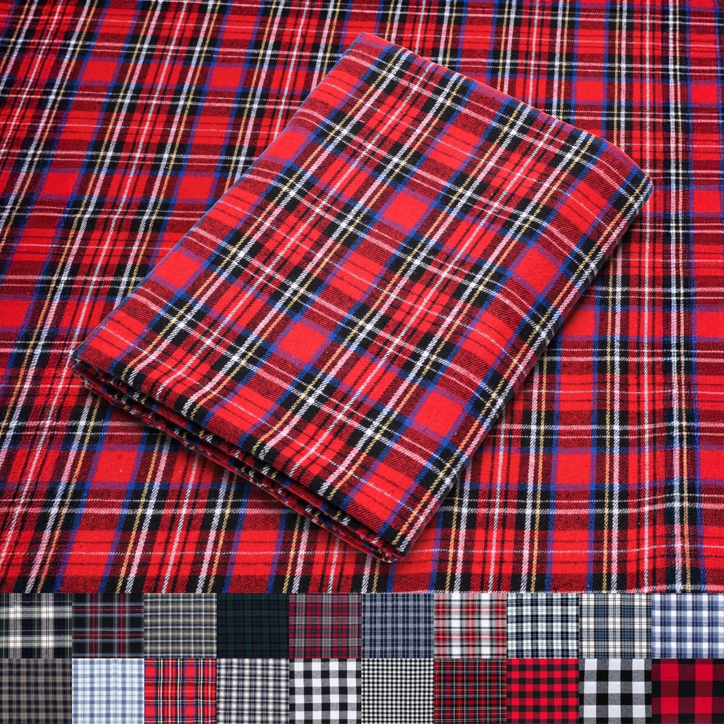 Pico Textiles 5 Yards Bolt Red and Black Tartan Plaid Fabric