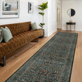 Dark Green Washable 3x12 Extra Long Runner Rug for Hallway - Vintage