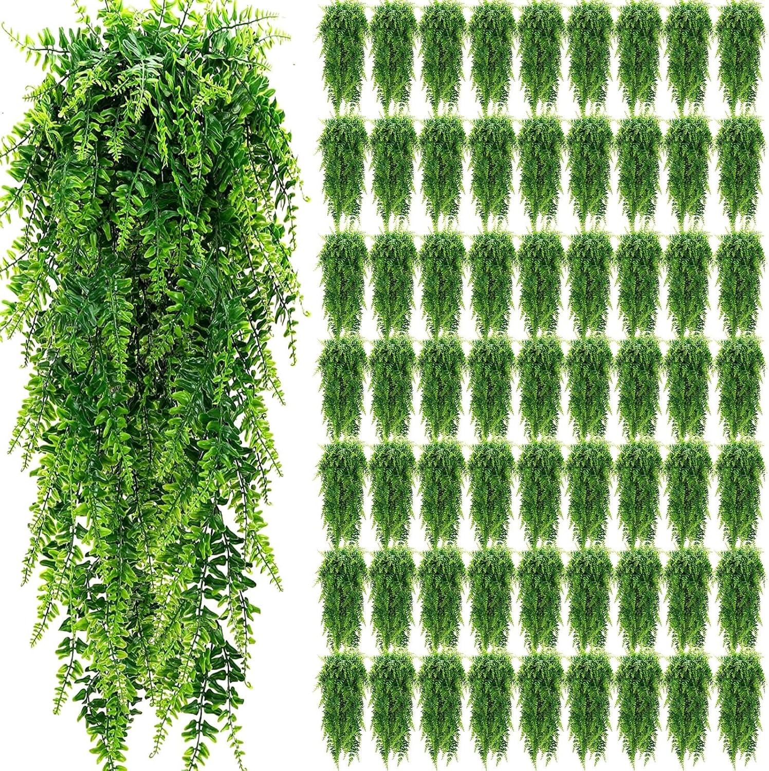Artificial Hanging Plants - 64 Pcs 32 Inch Boston Ferns for Decor