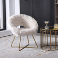 Plush White Faux Fur Accent Chair