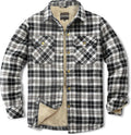 Men's Sherpa Lined Cotton Flannel Shirt Jacket Plaid (Style YYPX)
