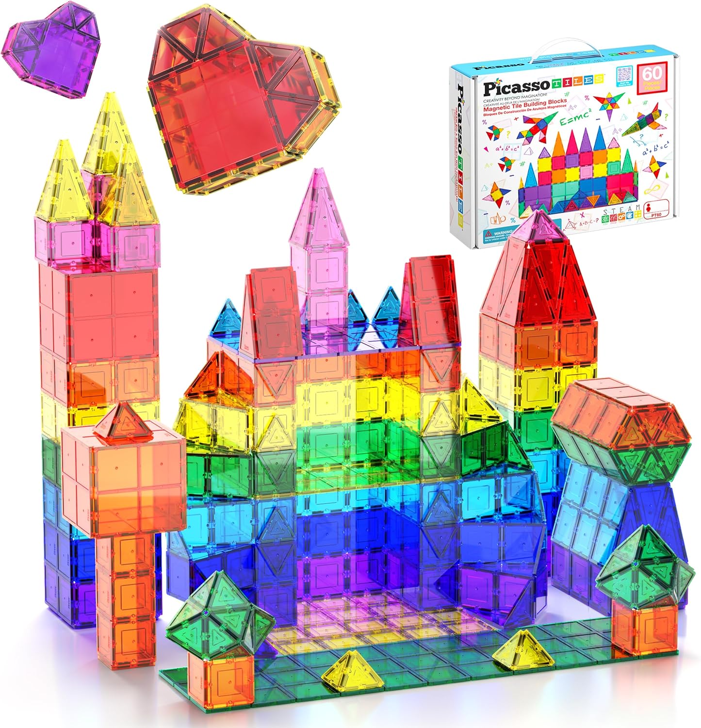 STEM Educational Magnetic Tiles - PicassoTiles 60pcs