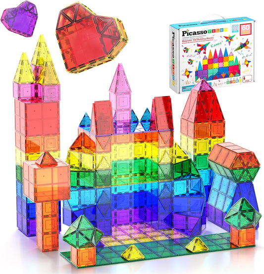 STEM Educational Magnetic Tiles - PicassoTiles 60pcs