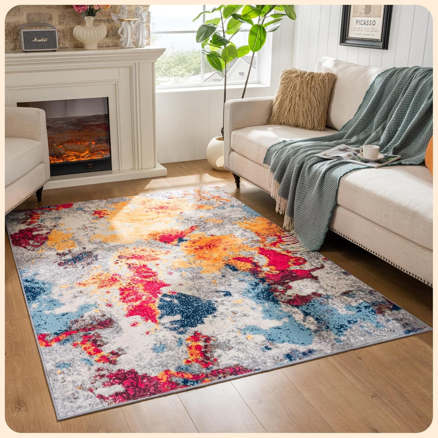 Istana 5x7 Area Rug - Multi Colors for Living Room & Bedroom
