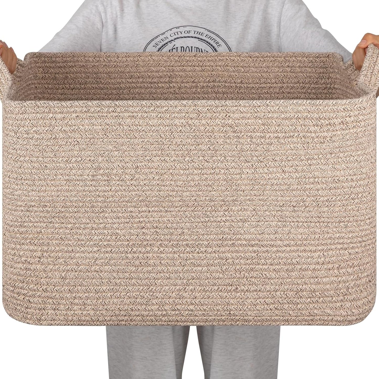 95L Large Storage Basket for Toys and Blankets - Cotton Rope
