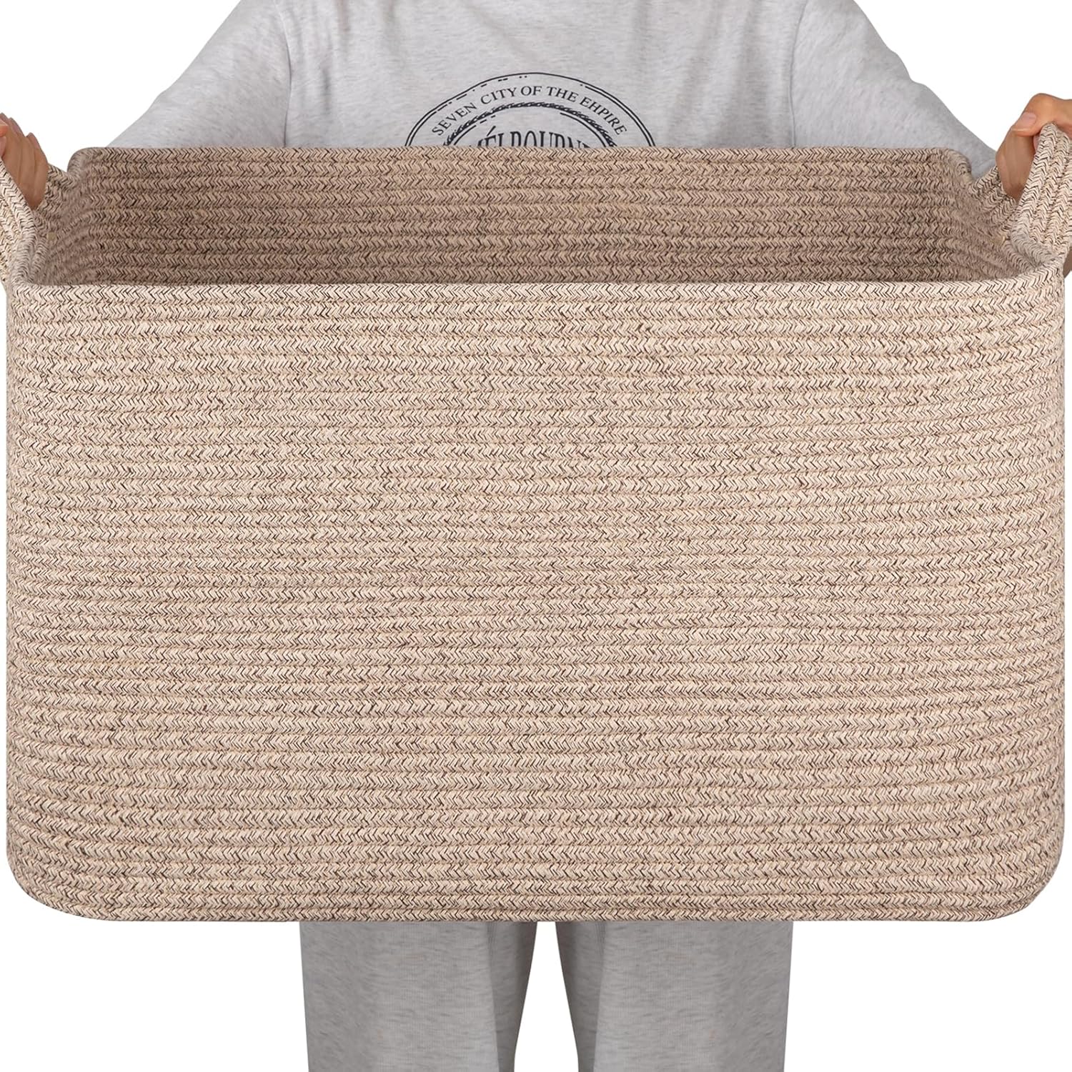 95L Large Storage Basket for Toys and Blankets - Cotton Rope