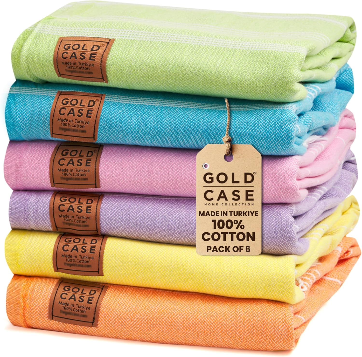 Lycia Turkish Beach Towel Set of 6 - Quick Dry & Sand Free