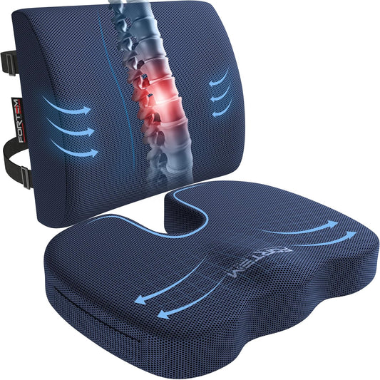 FORTEM Seat Cushion for Office Chair and Car with Lumbar Support