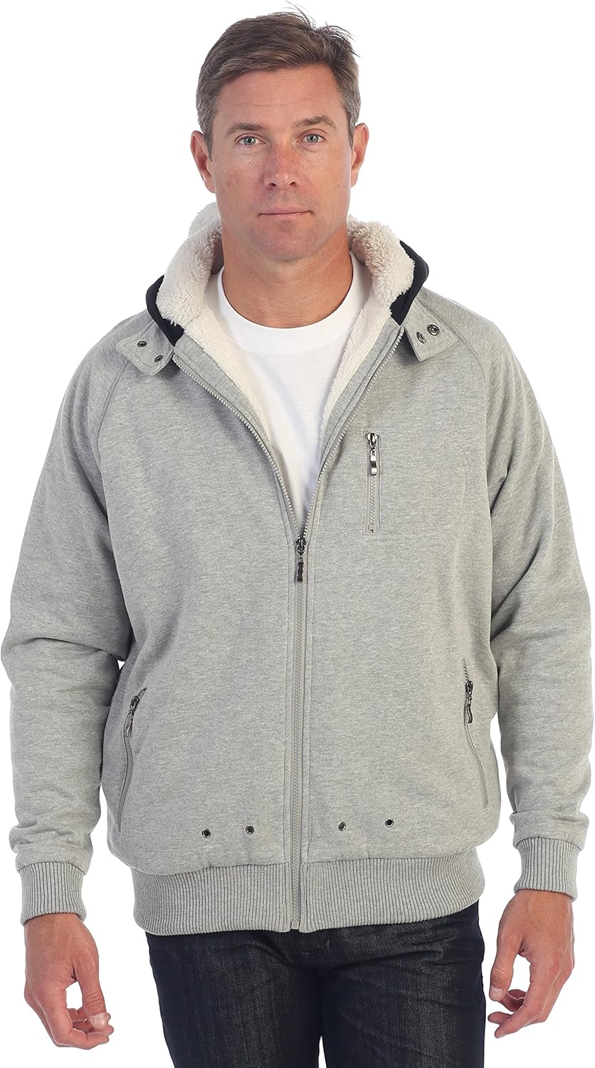 Gioberti Men's Soft Heavyweight Sherpa Lined Fleece Hoodie Jacket