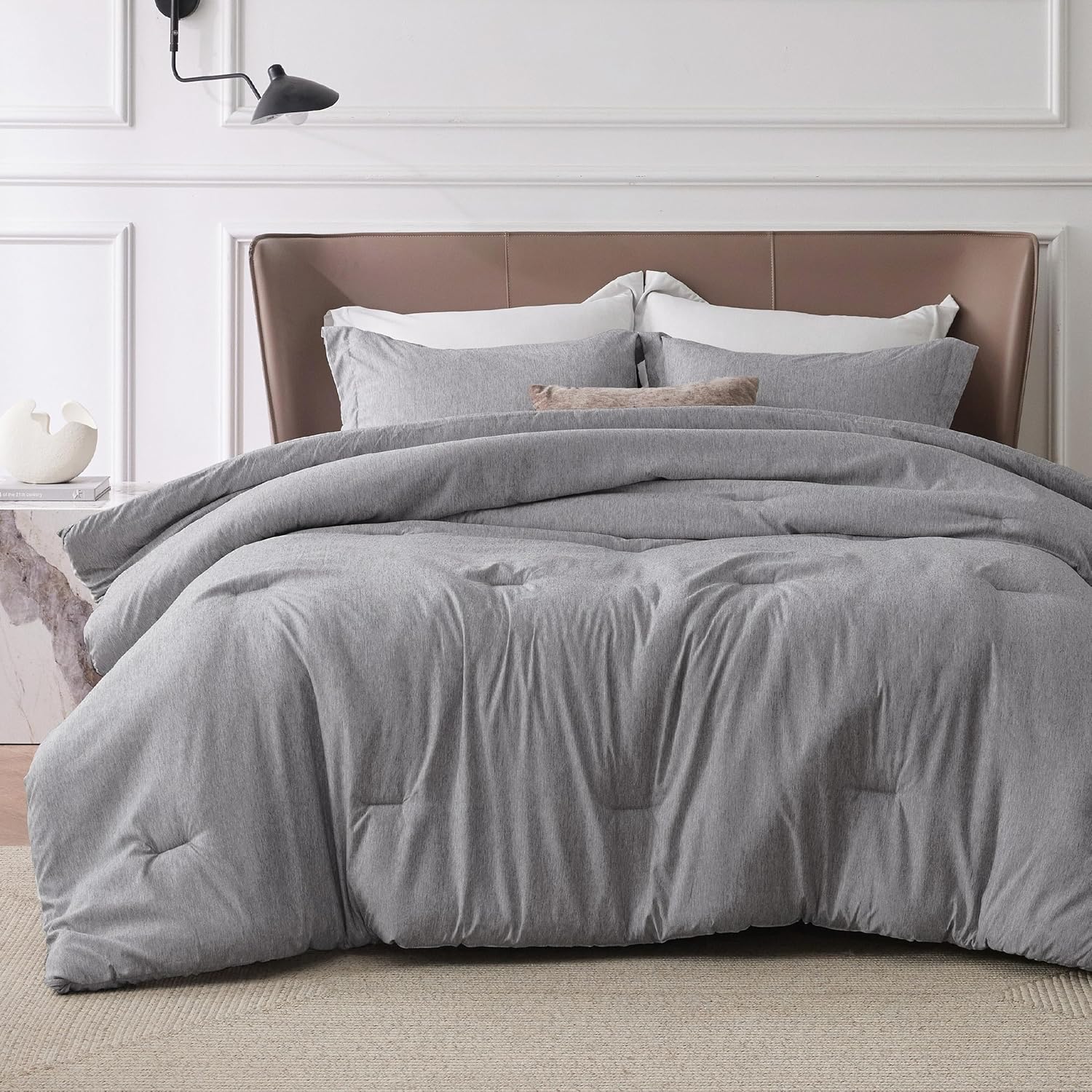 Bedsure California King Comforter Set - Dark Grey Soft Bedding