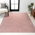 Haze Solid Low-Pile Pink Indoor Area Rug 9x12 - Pet Friendly