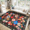 Washable Area Rug 8x10 Black for Living Room and Bedroom