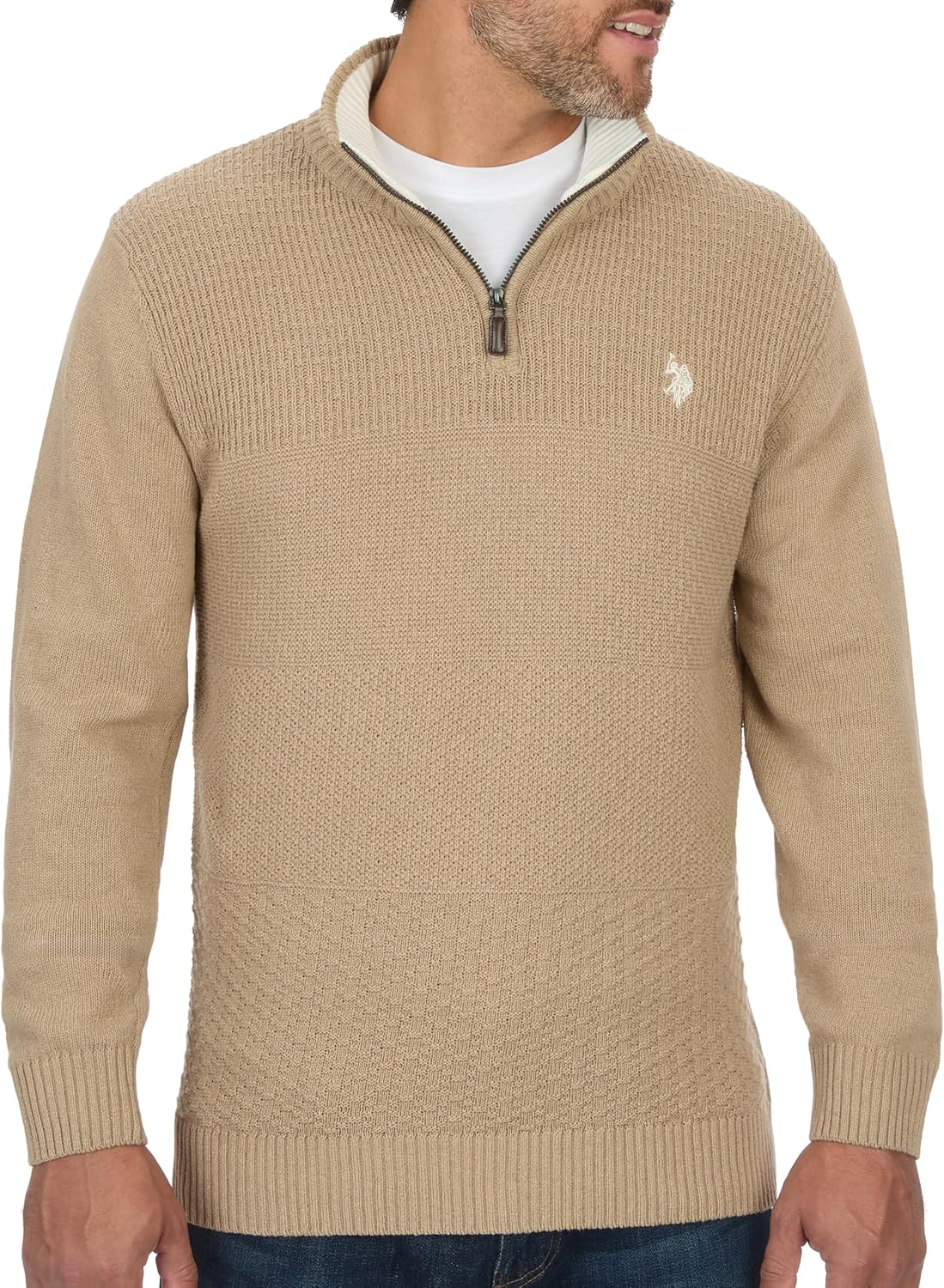 U.S. Polo Assn. Men's Cable Knit 1/4 Zip Sweater for Style