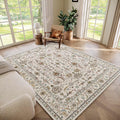 Washable 6x9 Area Rugs for Living Room - Light Beige/Multi BoHo