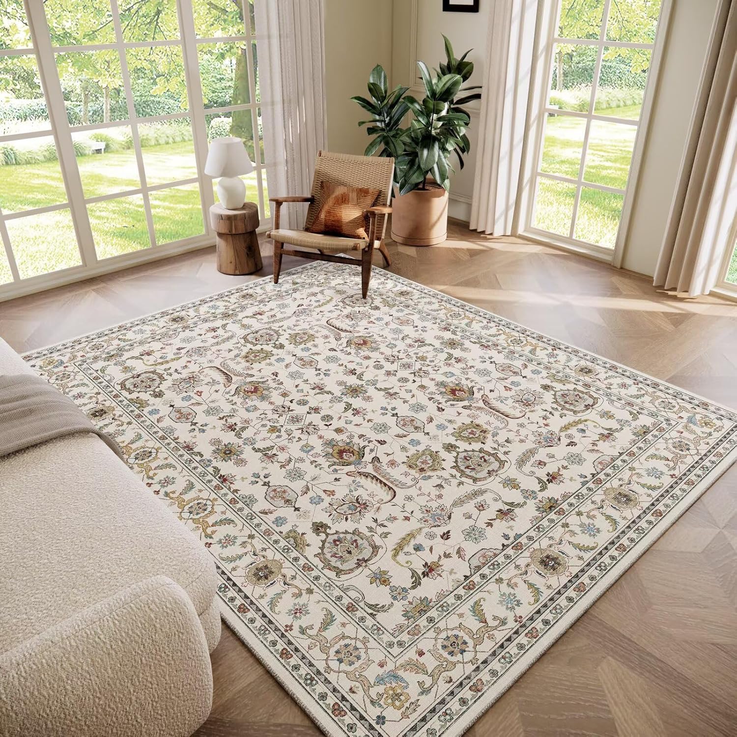 Washable 6x9 Area Rugs for Living Room with Non-Slip Backing