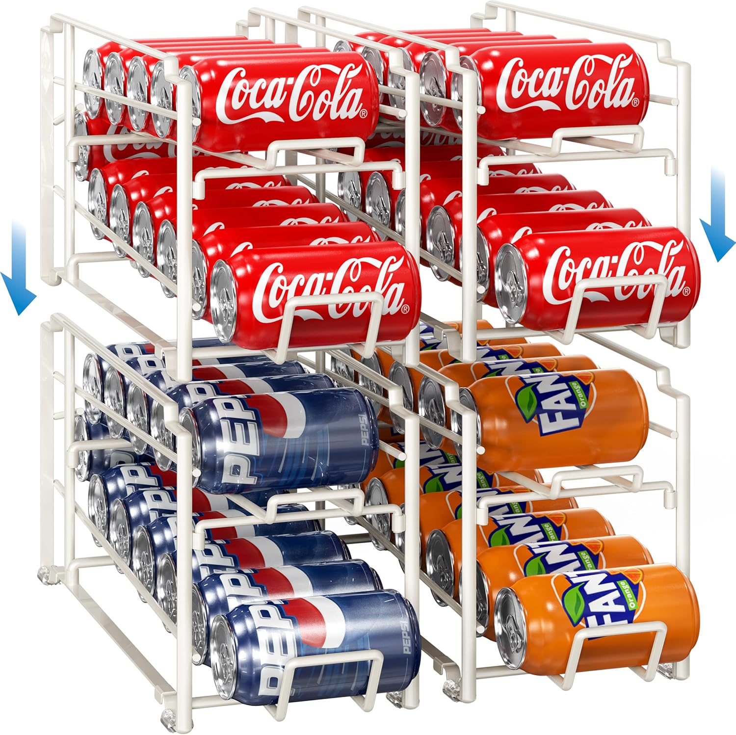 Soda Can Organizer Stackable Rack Dispenser for Pantry Use