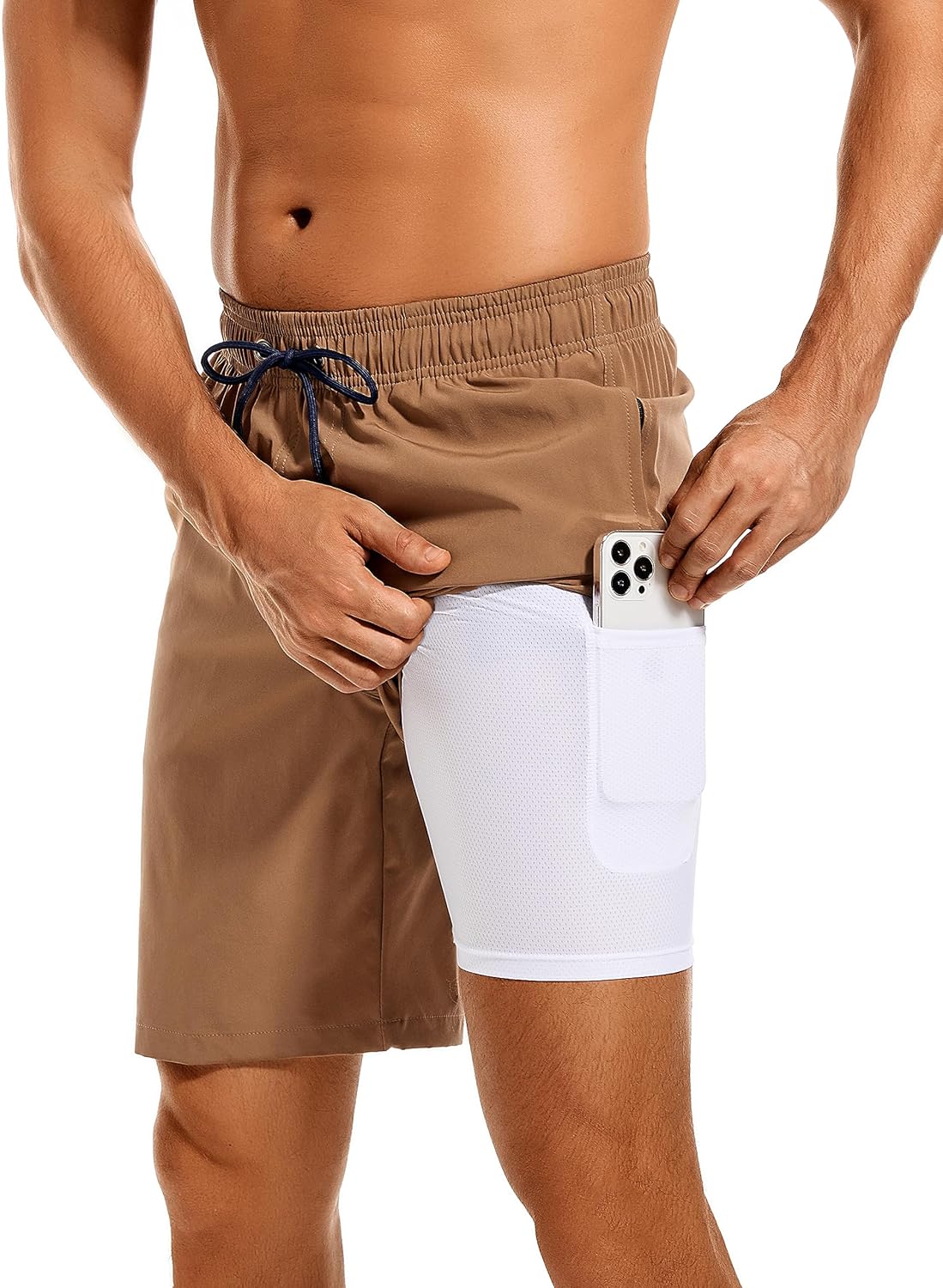 Difficort Mens Swim Trunks with Compression Liner for Comfort