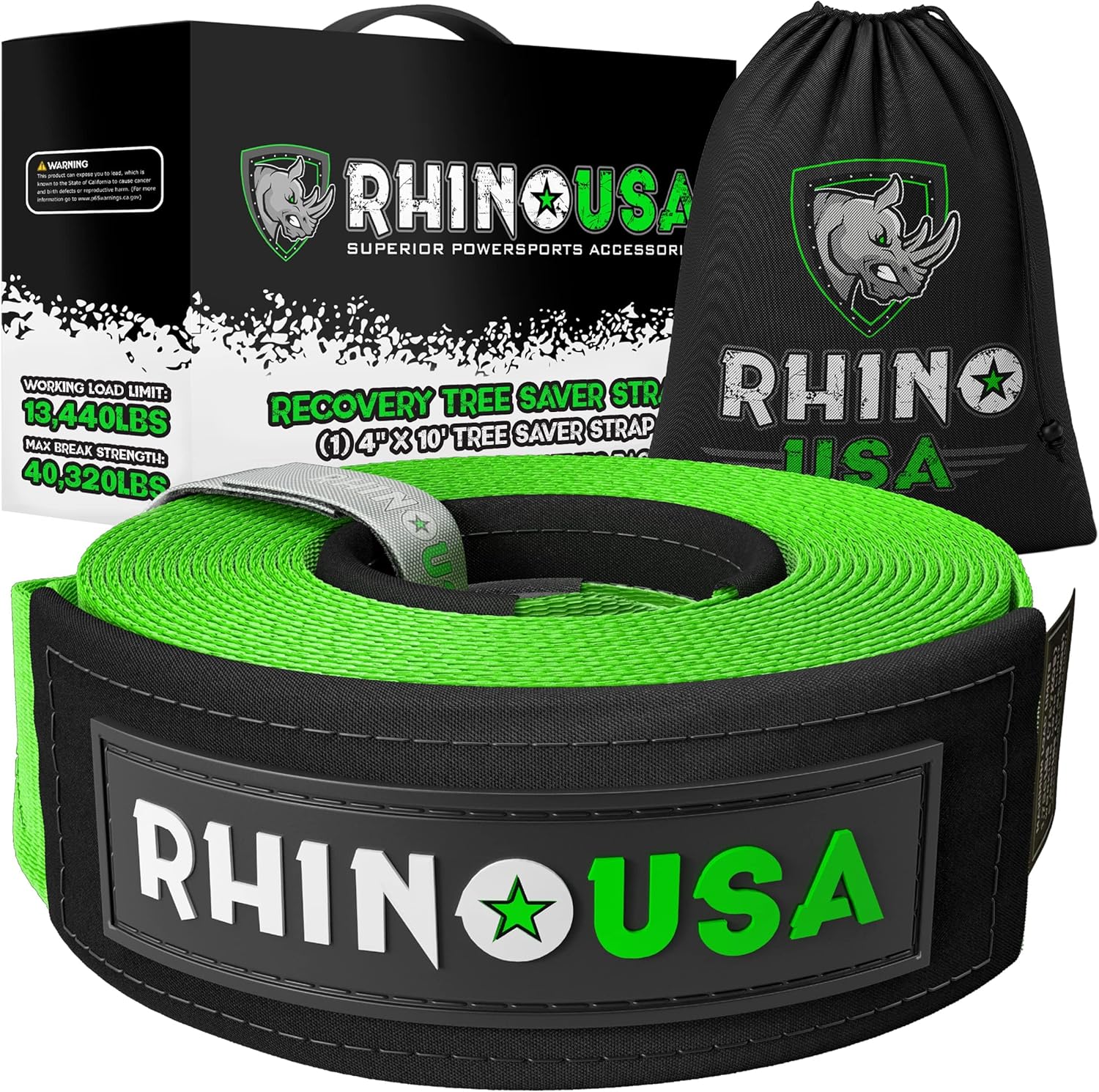 Rhino USA Tree Saver Tow Strap - Heavy Duty Recovery Strap