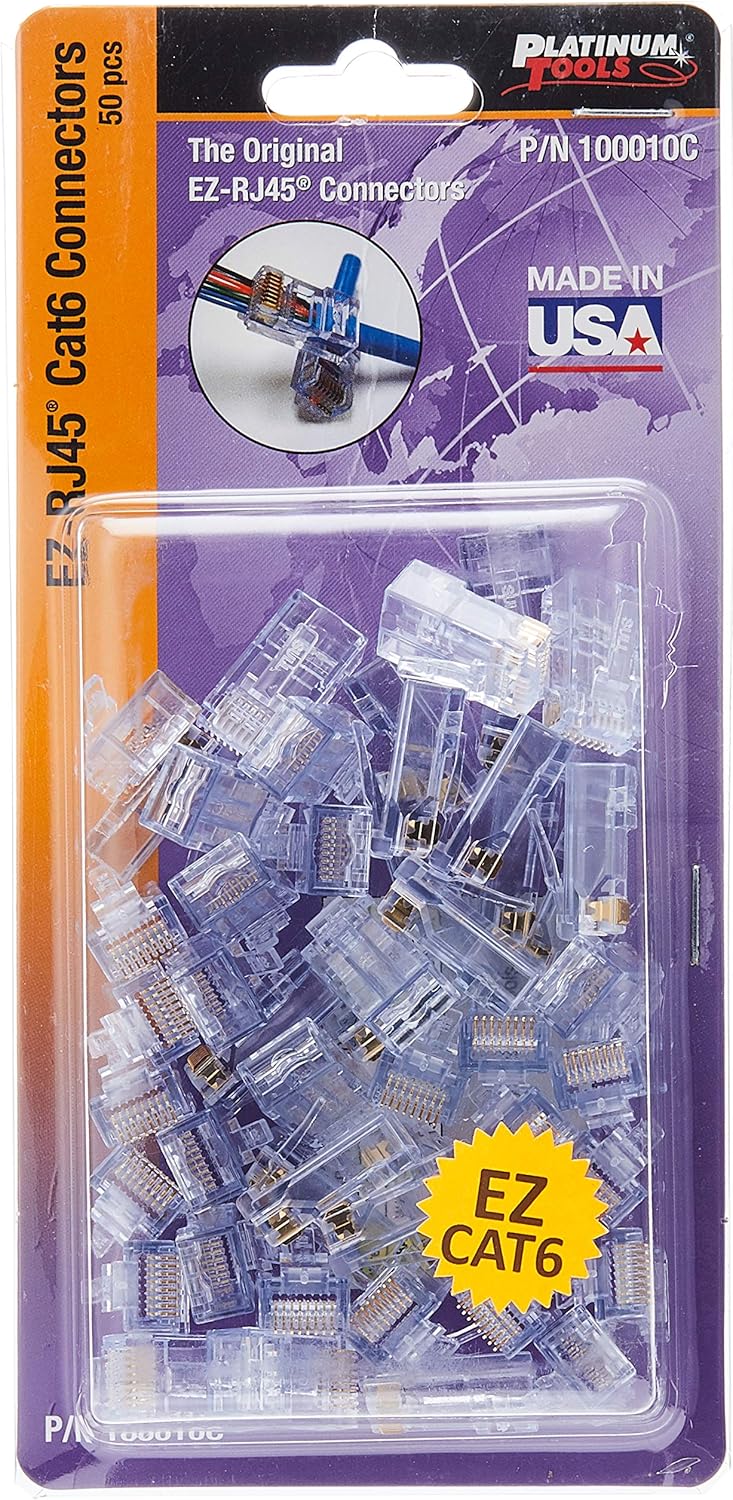 Platinum Tools EZ-RJ45 Cat 6+ Connectors for Easy Termination