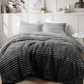 Twin/Twin XL Grey Ombre Plush Comforter Set - Soft Ribbed Velvet