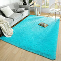 Soft Modern Large Shaggy Rug 5x8 ft - Plush Teal Blue Comfort