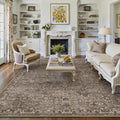 Area Rug 8x10 Retro Brown Machine Washable - Low Pile Vintage Rug