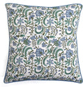 Columbia Blue Block Print Cotton Throw Pillow Covers - Chic Boho