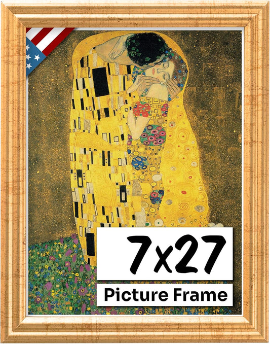 Antique Gold 7x27 Picture Frame for Elegant Wall Decor