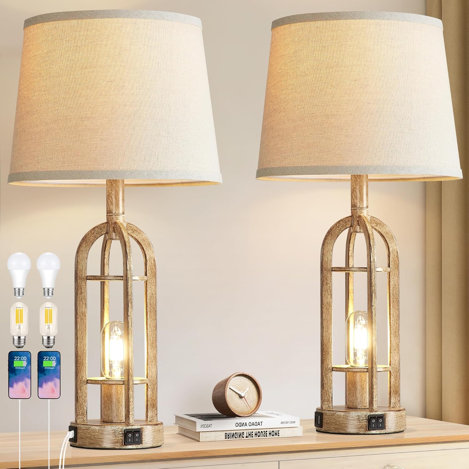 Table Lamps for Living Room by SRJJA - Rustic Charm