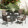 Patio Dining Set for 4 - Stable Round Table and Sling Chairs